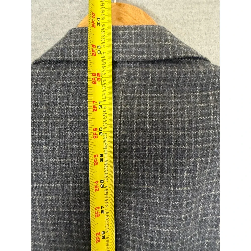 Southwick Mens 42L Sport Coat Blazer Grey Blue Micro Check USA Made